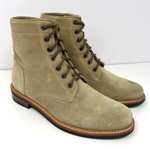 Nisolo 8740 Women’s Amalia Mid Calf Boot Sz 8.5 Tan Suede Lace Up All Weather